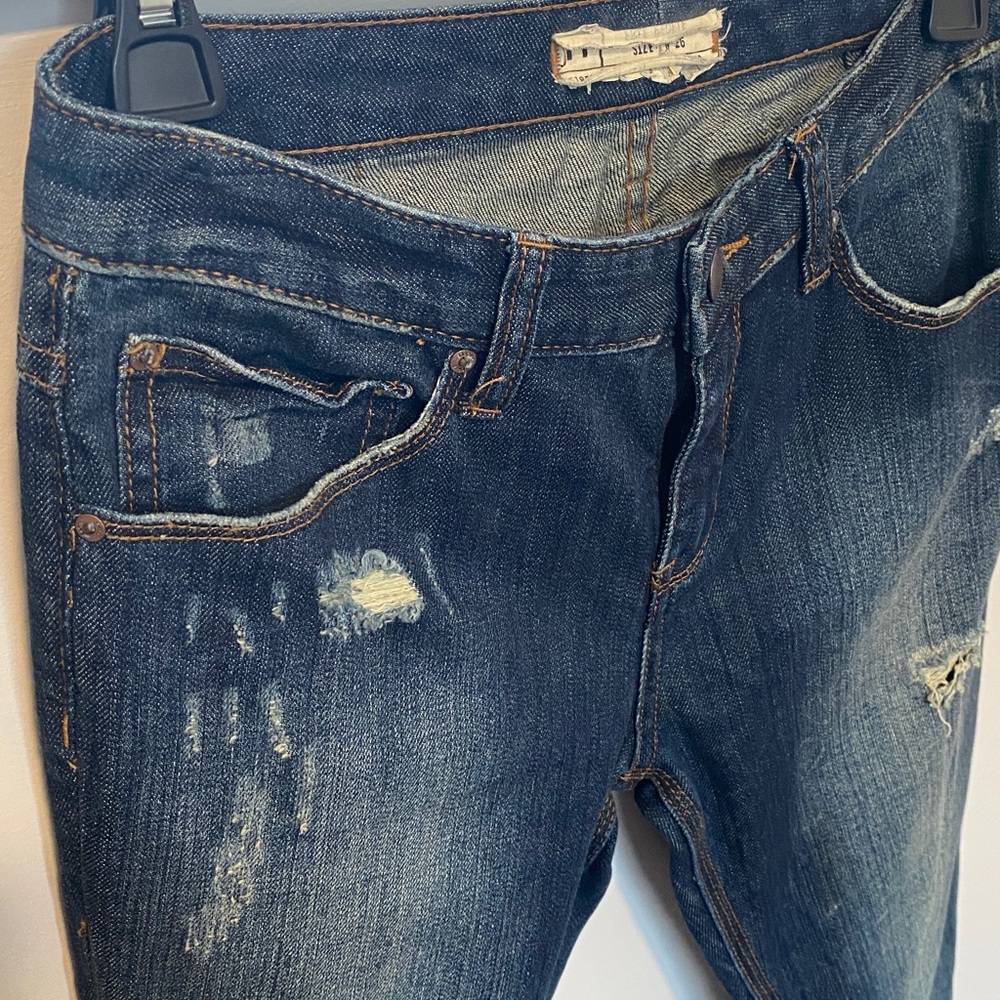 Free People Dark Blue Distressed Jeans